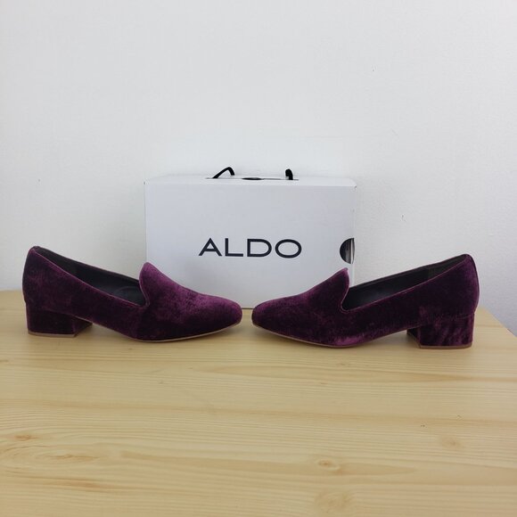 NEW ALDO CASUAL LOAFER Size 7, Women' Heels shoes, Burgundy color - Picture 5 of 13